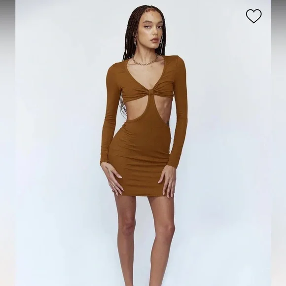 NWT Princess Polly Sabella Mini Dress Brown 4 - Picture 1 of 8